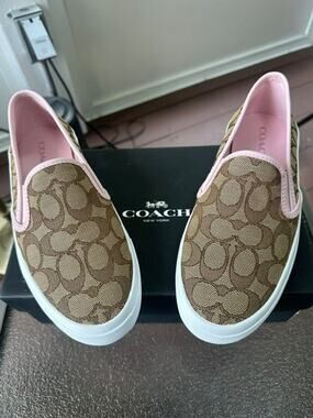 Coach Chrissy Slip On Sneakers Brown Pink NIB 7.5